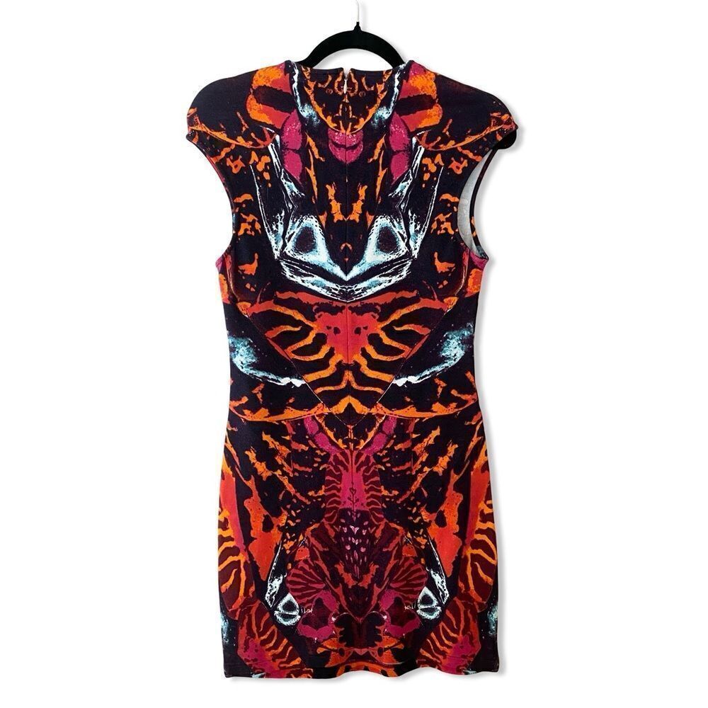 McQ Alexander McQueen Interlock dress kaleidoscope print knit bodycon mini L - Picture 6 of 13